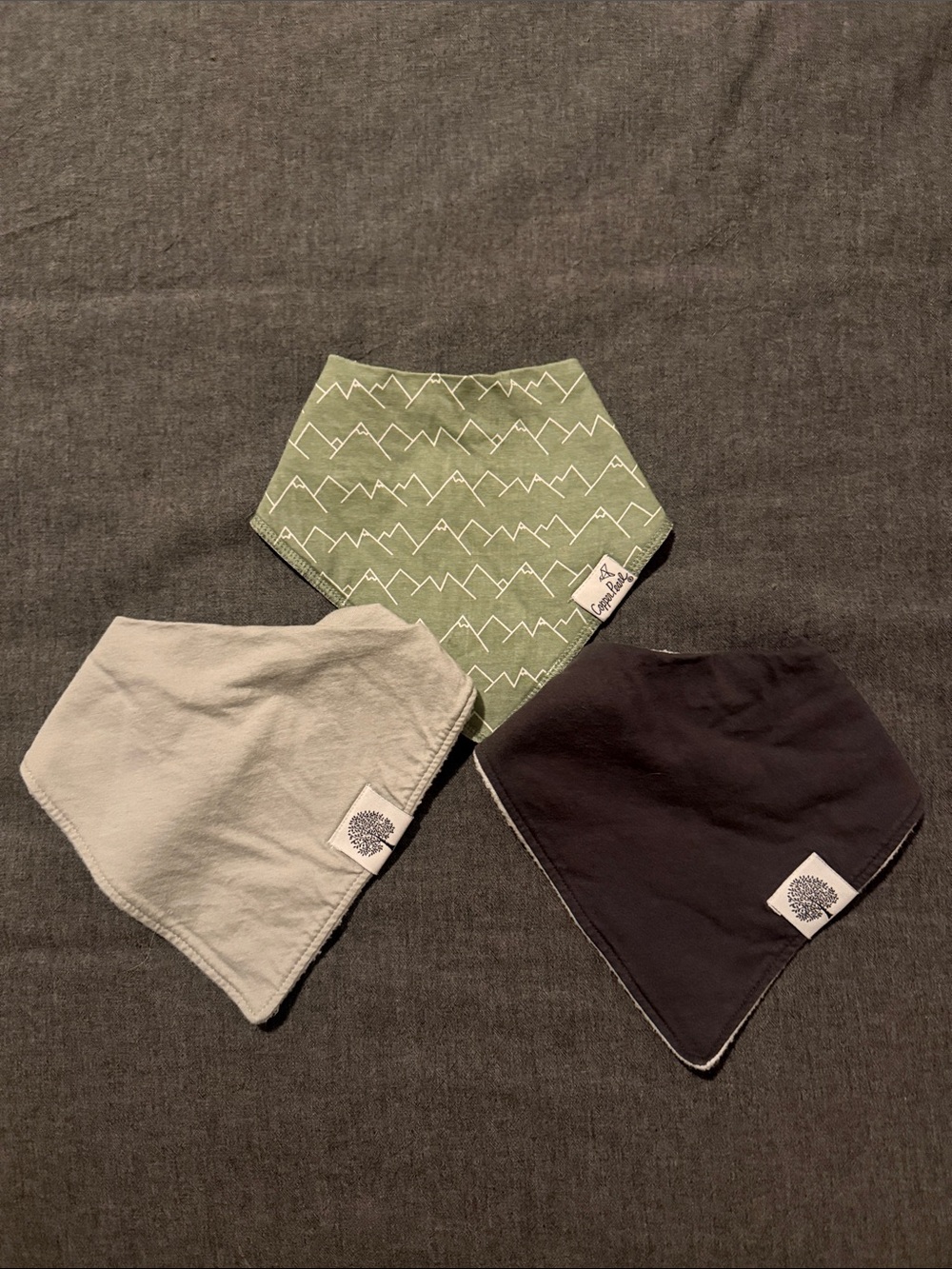 Parker Baby / Copper Pearl Bandana Bibs - Neutral Trio (Green, Gray, Charcoal)